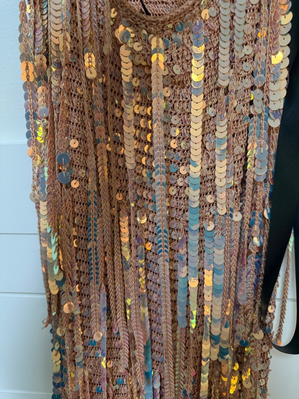 Retrofete Rose Gold Sequin Fringe Maxi Dress - Picture 13 of 15